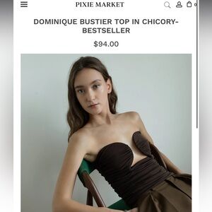 PIXIE MARKET DOMINIQUE BUSTIER TOP IN BLACK MEDIUM